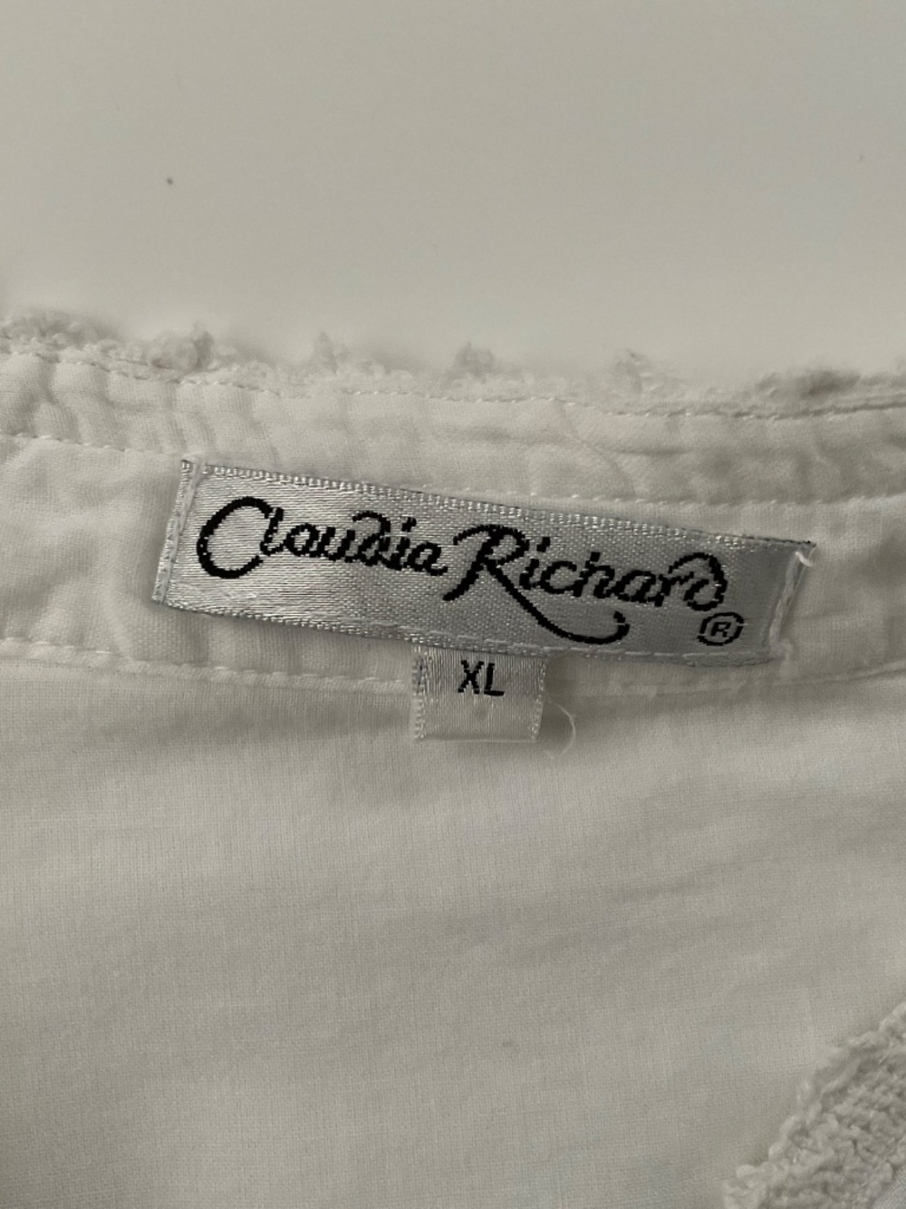 Claudia Richard Button Up Blouse XL White Long Sleeve Romantic Victorian Boho - Picture 4 of 12